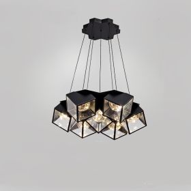 Home Bedroom Model Room Lamp Nordic Star Dining Room Chandelier (Option: Black-7heads-warm light)