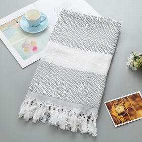 Handmade Tassel Blanket Turkish Beach Towel (Option: 5 4 Light Gray-100x180)