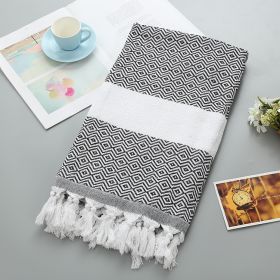 Handmade Tassel Blanket Turkish Beach Towel (Option: 5 8 Black-90x180)