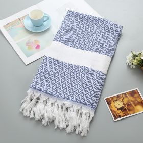 Handmade Tassel Blanket Turkish Beach Towel (Option: 5 3 Sapphire Blue-90x180)