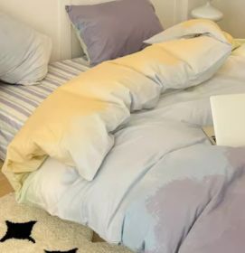 Simple Gradient Color Bed Four Sets Of Cotton Pure Cotton (Option: Gradation violet-Student bed sheet 1.5m)