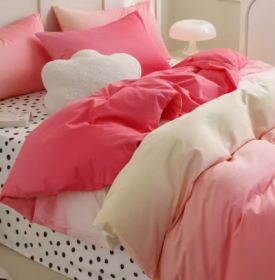 Simple Gradient Color Bed Four Sets Of Cotton Pure Cotton (Option: Rainbow Pink-Student bed sheet 1.5m)