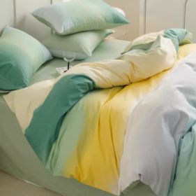 Simple Gradient Color Bed Four Sets Of Cotton Pure Cotton (Option: Iridescent green-1.8m bed sheet 2m)