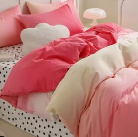 Simple Gradient Color Bed Four Sets Of Cotton Pure (Option: Rainbow Pink-Flat Sheet-1.2m)