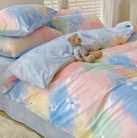 Simple Gradient Color Bed Four Sets Of Cotton Pure (Option: Rainbow-Flat Sheet-1.2m)