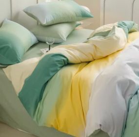 Simple Gradient Color Bed Four Sets Of Cotton Pure (Option: Iridescent green-Fitted Sheet-1.8m)