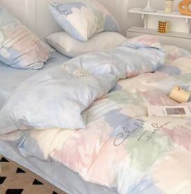 Simple Gradient Color Bed Four Sets Of Cotton Pure (Option: Macarons-Flat Sheet-1.8m)