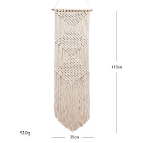 Nordic Style Bohemian Hand-woven Tapestry Rhombus Home Decoration Room Bedroom Wall Hanging (Option: Beige-35x110cm)