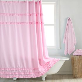 Fashion And Environment-friendly Polyester Fabrics Thickened Shower Curtain (Option: Pink Small Lace-220CM Wide X200CM High)