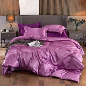 Ice Four-piece Set Cool Bare Sleeping Real Silk Quilt Cover Sheets (Option: Cameo Brown-1 Style)