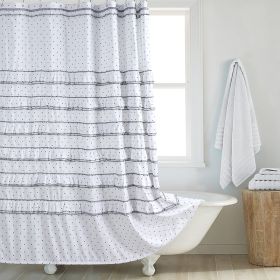 Fashion And Environment-friendly Polyester Fabrics Thickened Shower Curtain (Option: Black And White Skirt Pleated-160CM Wide X200CM High)