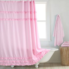 Fashion And Environment-friendly Polyester Fabrics Thickened Shower Curtain (Option: Pink Small Lace-220CM Wide X172CM High)