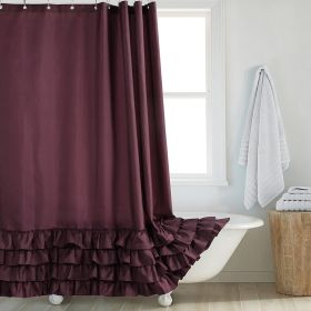 Fashion And Environment-friendly Polyester Fabrics Thickened Shower Curtain (Option: Coffee Big Lace-240CM Wide X172CM High)