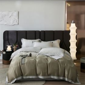 Spring And Summer New Home Textile Tencel Four-piece Set Bedding (Option: Phantom Brown-3 Style)